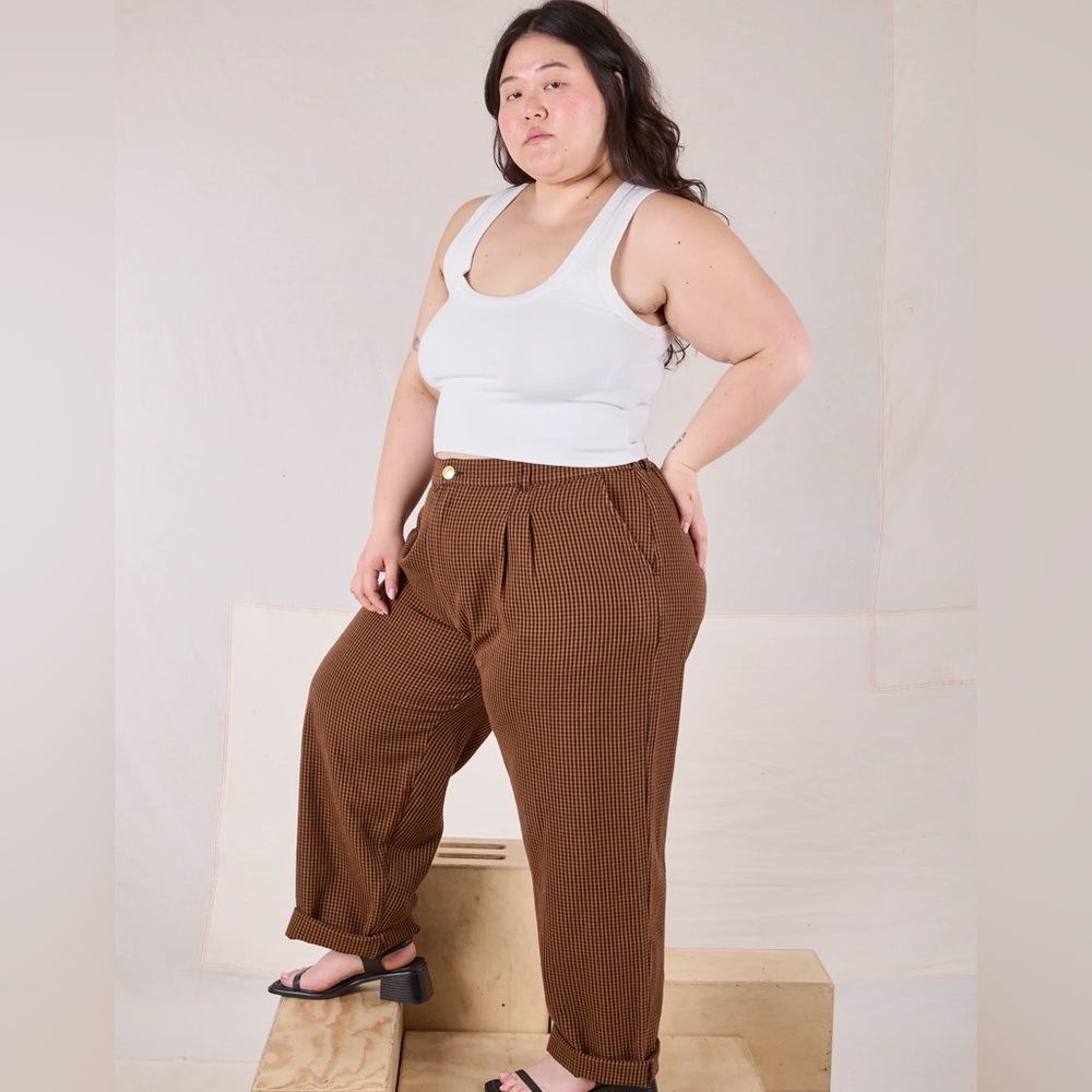 Big Bud Press Brown Checkered Trousers - Picture 2 of 8